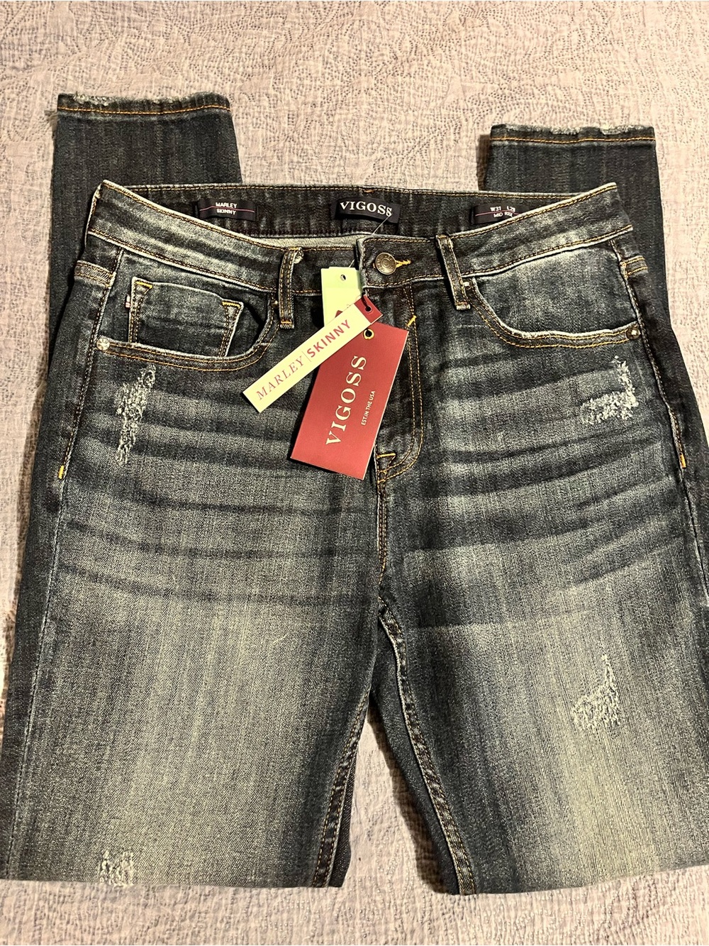 Vigoss Marley Skinny Women's Jeans in Dark Wash Distressed
